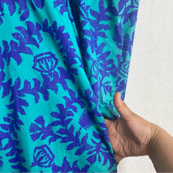 Hawaiian Heritage Women’s Sheath Dress 3/4 Raglan Sleeves Green Purple Sz6 - Picture 14 of 16